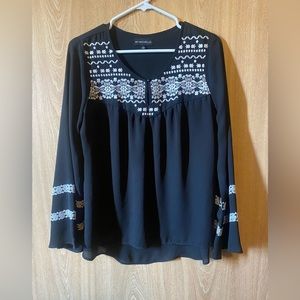 My Michelle Black blouse with bell sleeves